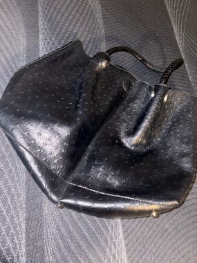 Black Textured Tote Bag with Rope Handles
